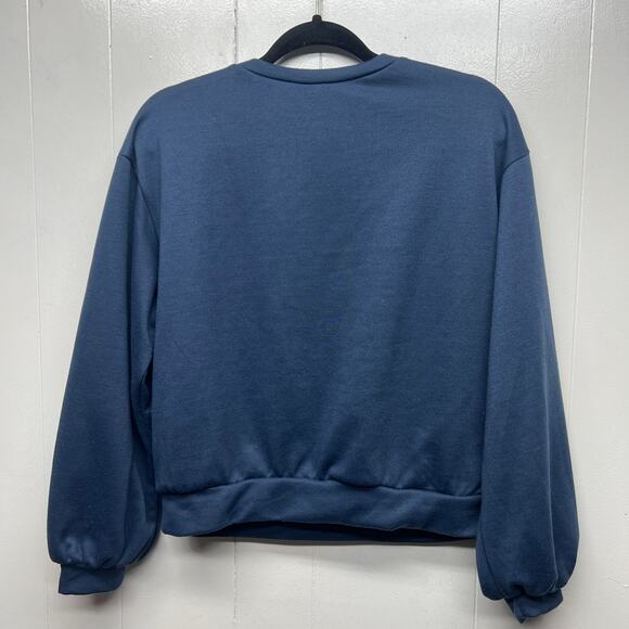 Zaful Womens Navy Blue Pullover Cropped Sweatshirt Size Medium Activewear Casual - Picture 6 of 10